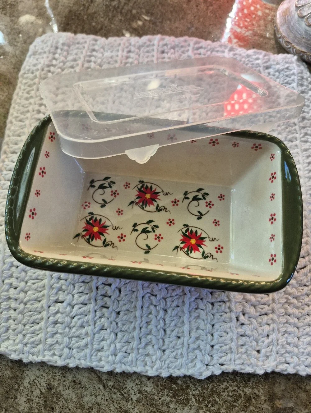 ❤️‍🔥New Temp-tations Tara Holiday Stoneware Poinsettia Cardinal Mini Loaf Pan